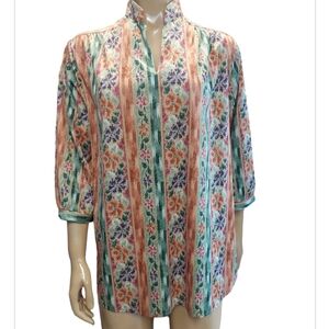 Vintage Vicki Wayne's Colorful Abstract V Neck Blouse